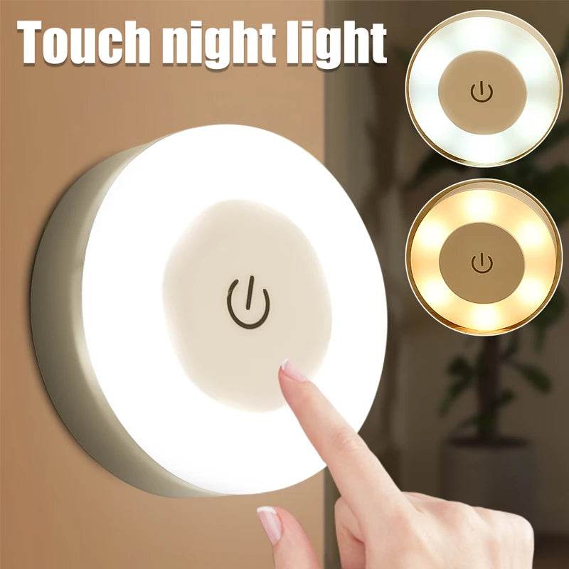 Sensitive Led : Mini LED capteur tactile veilleuses USB Rechargeable cuisine chambre Base magnétique applique murale ronde Portable gradation lampe de nuit - myledly