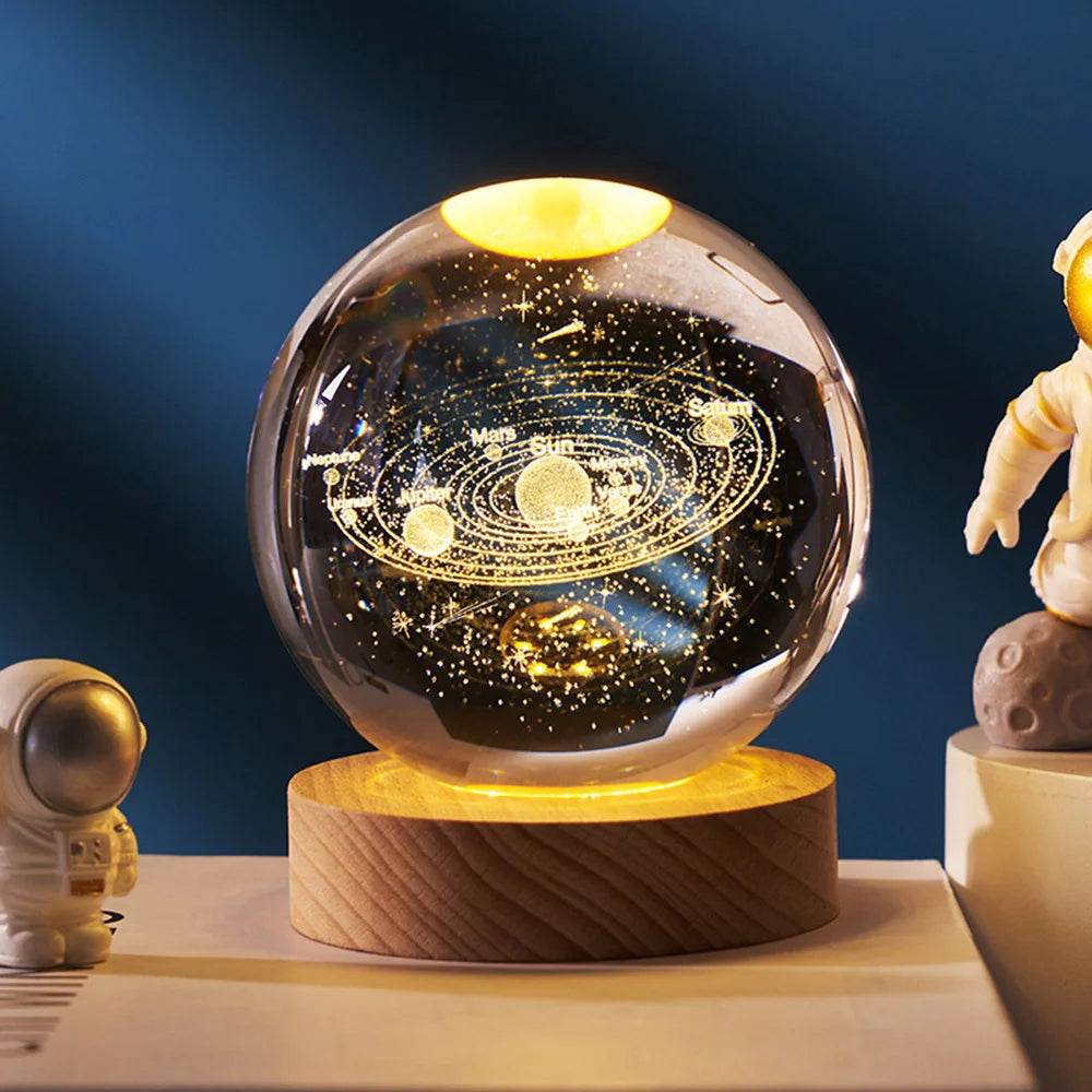 Crystal Ball - USB LED veilleuse galaxie boule de cristal lampe de Table 3D planète lune lampe chambre décor à la maison pour enfants fête enfants cadeaux d'anniversaire - myledly