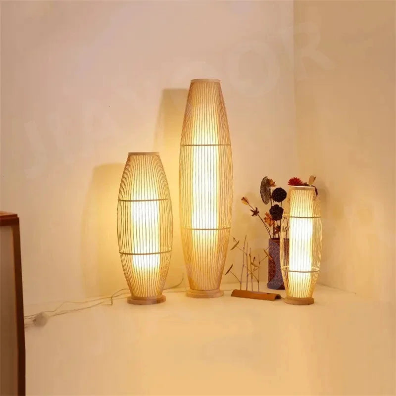 Lampadaire zen bambou naturel - ambiance apaisante chambre méditation