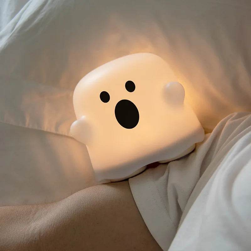 Boo Led : veilleuses pour enfants chambre mignon Boo fantôme Silicone lampe capteur tactile réglable enfant vacances cadeau Rechargeable - myledly
