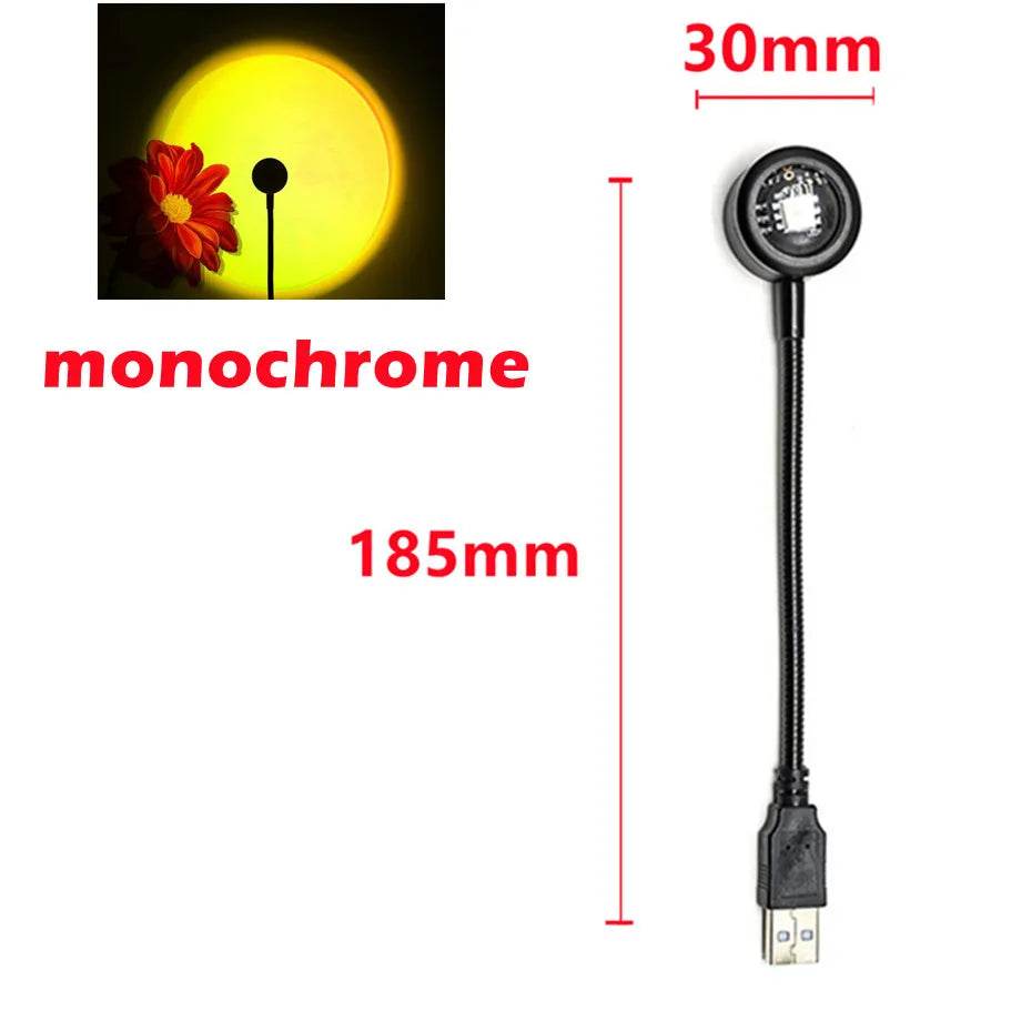 Flexible Led : Led USB coucher de soleil lampe projecteur décor à la maison veilleuse Portable lumière d'ambiance pour salon mur photographie néons - myledly