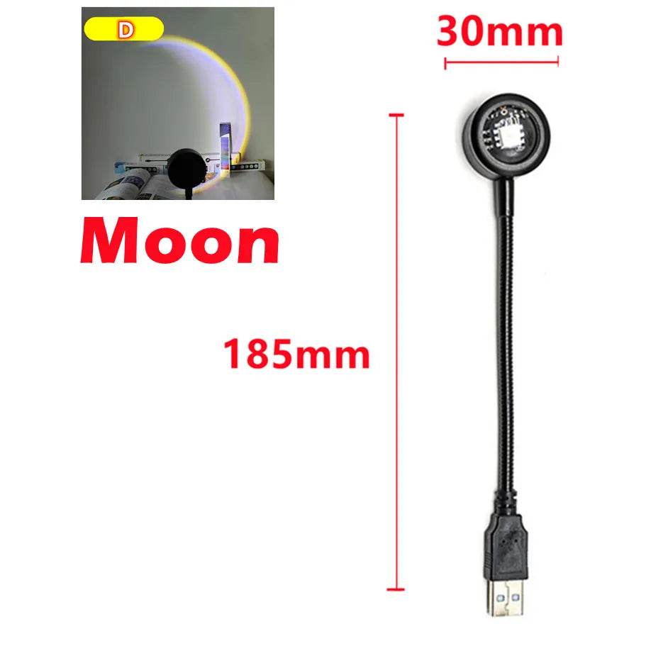 Flexible Led : Led USB coucher de soleil lampe projecteur décor à la maison veilleuse Portable lumière d'ambiance pour salon mur photographie néons - myledly