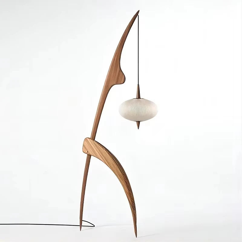 Lampadaire bois sculpté - détail finition naturelle authentique - bois brut