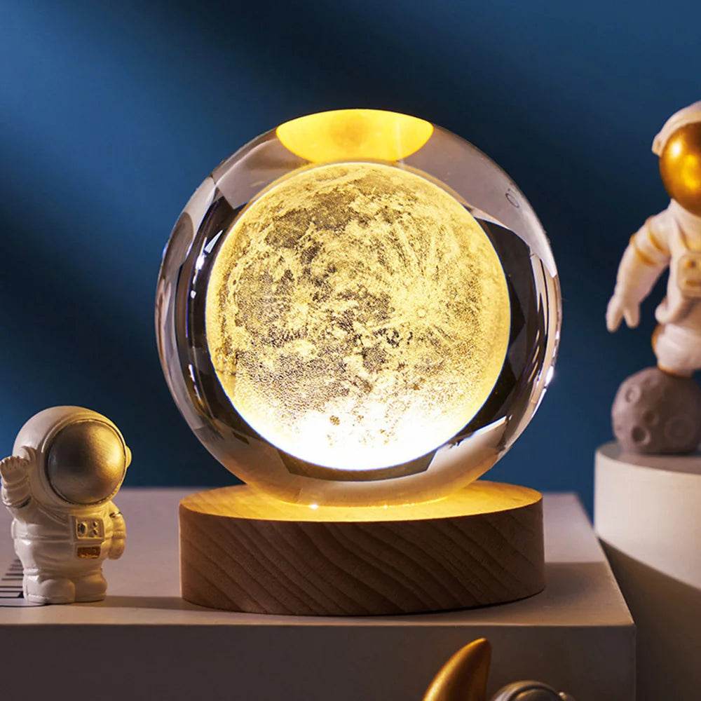 Crystal Ball - USB LED veilleuse galaxie boule de cristal lampe de Table 3D planète lune lampe chambre décor à la maison pour enfants fête enfants cadeaux d'anniversaire - myledly