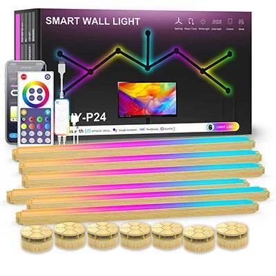Bar Led : Applique murale intelligente RGBIC WIFI LED, synchronisation de musique, veilleuse à intensité variable, compatible avec Alexa Google Home, pour salle de jeu, décoration murale - myledly