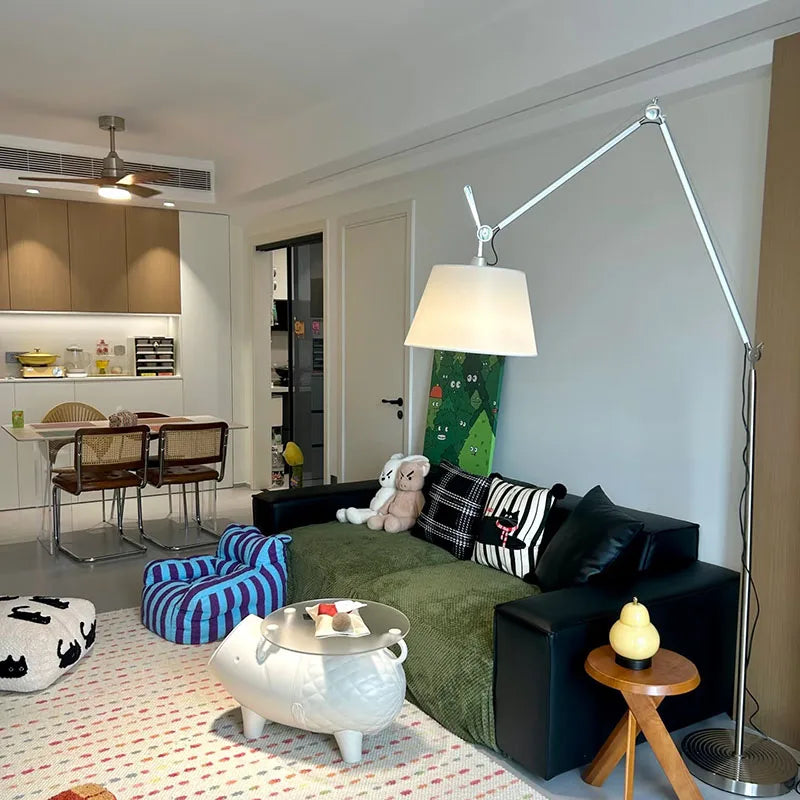 Lampe sur pied design coréen - abat-jour tissu élégant lumière tamisée