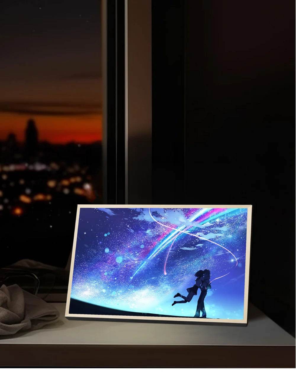 Your name Led : Anime INS romantique ciel étoilé led veilleuse peinture, prise USB rechargeable lampe d'ambiance de bureau, cadeaux spéciaux pour les couples - myledly