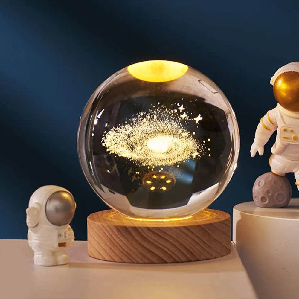 Crystal Ball - USB LED veilleuse galaxie boule de cristal lampe de Table 3D planète lune lampe chambre décor à la maison pour enfants fête enfants cadeaux d'anniversaire - myledly