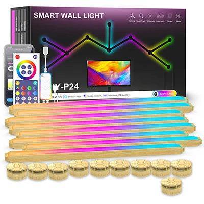Bar Led : Applique murale intelligente RGBIC WIFI LED, synchronisation de musique, veilleuse à intensité variable, compatible avec Alexa Google Home, pour salle de jeu, décoration murale - myledly
