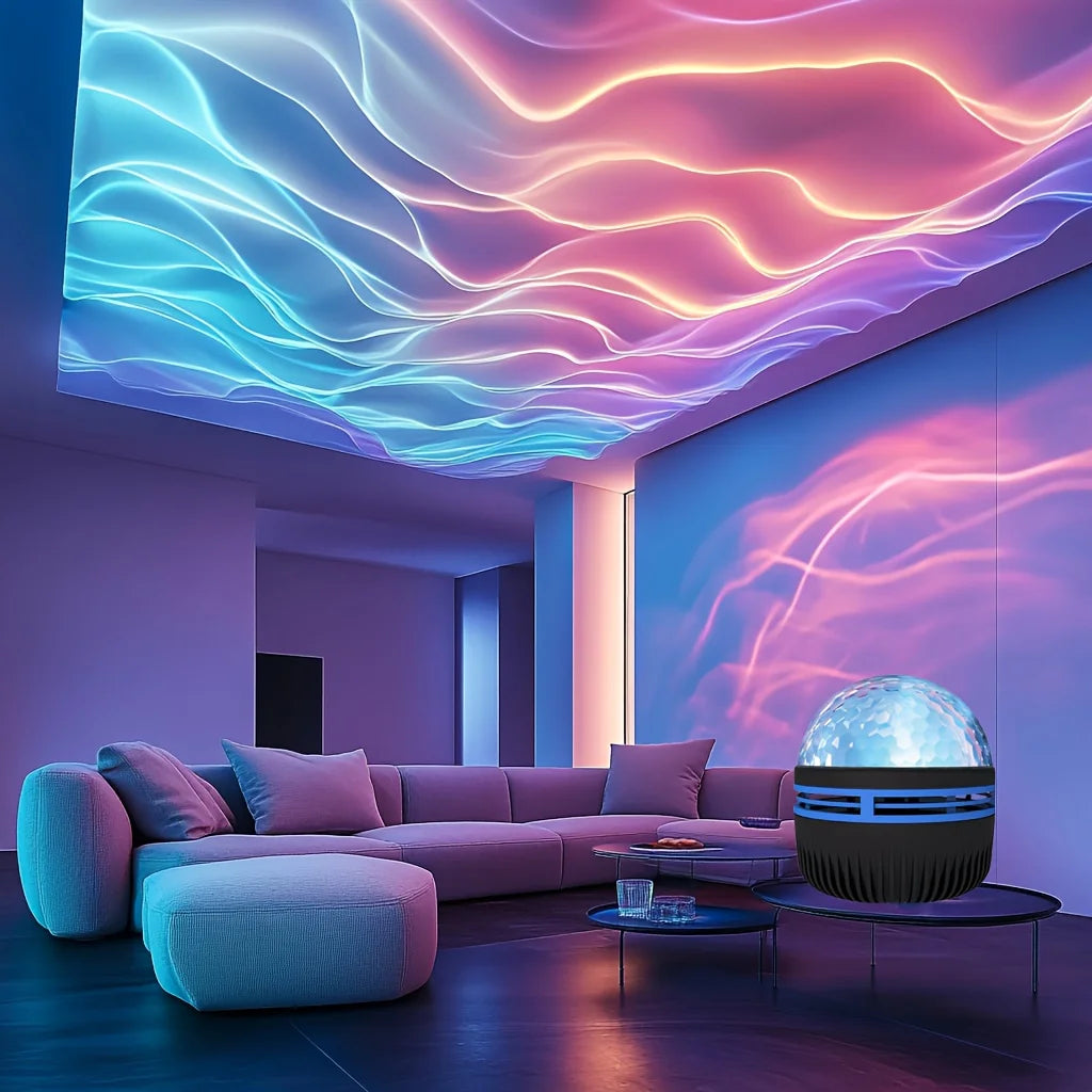 Ripple Night : Projecteur de vagues lumineuses LED, veilleuse USB, télécommande, lumière galaxie RVB, 7 modes, pour salle de fête, chambre, bar, décoration