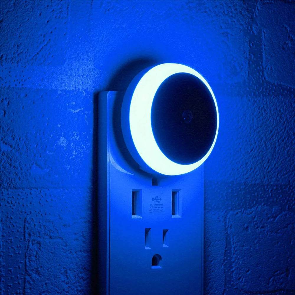 Sensor Led : LED veilleuse intelligente capteur de nuit prise ronde mur lampe de nuit salle de bain maison cuisine couloir escalier chambre veilleuse - myledly