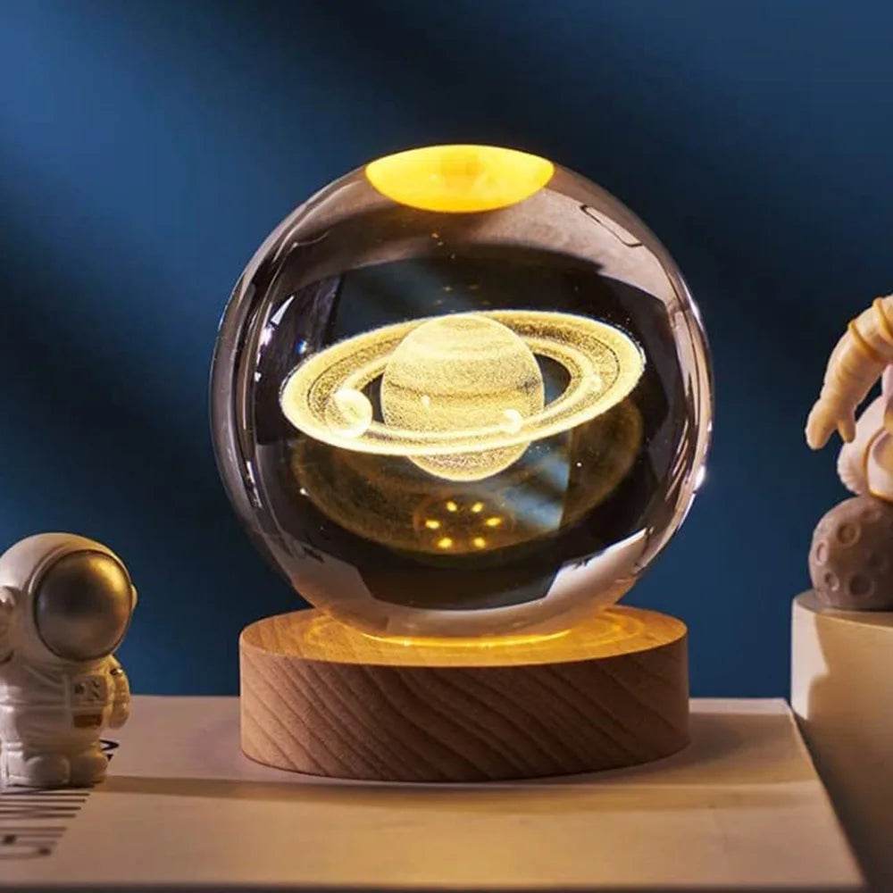 Crystal Ball - USB LED veilleuse galaxie boule de cristal lampe de Table 3D planète lune lampe chambre décor à la maison pour enfants fête enfants cadeaux d'anniversaire - myledly