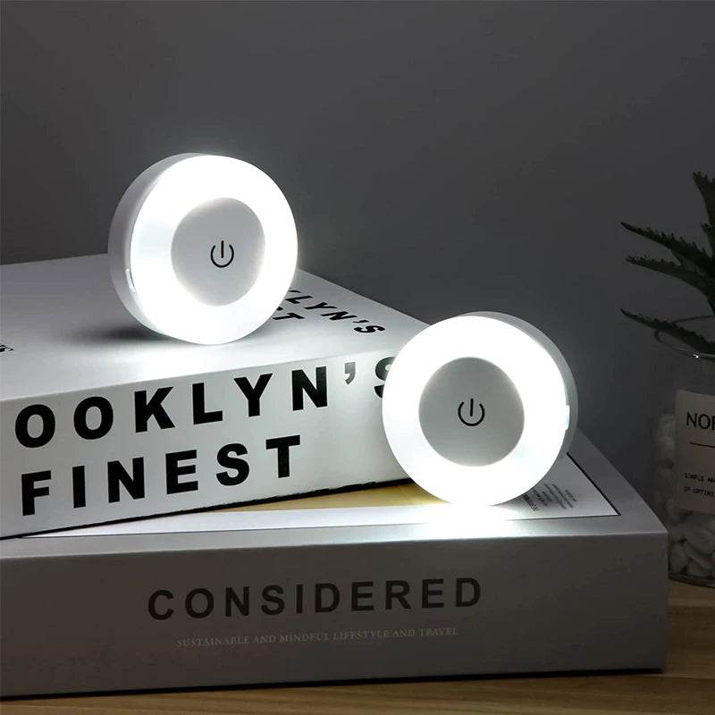 Sensitive Led : Mini LED capteur tactile veilleuses USB Rechargeable cuisine chambre Base magnétique applique murale ronde Portable gradation lampe de nuit - myledly