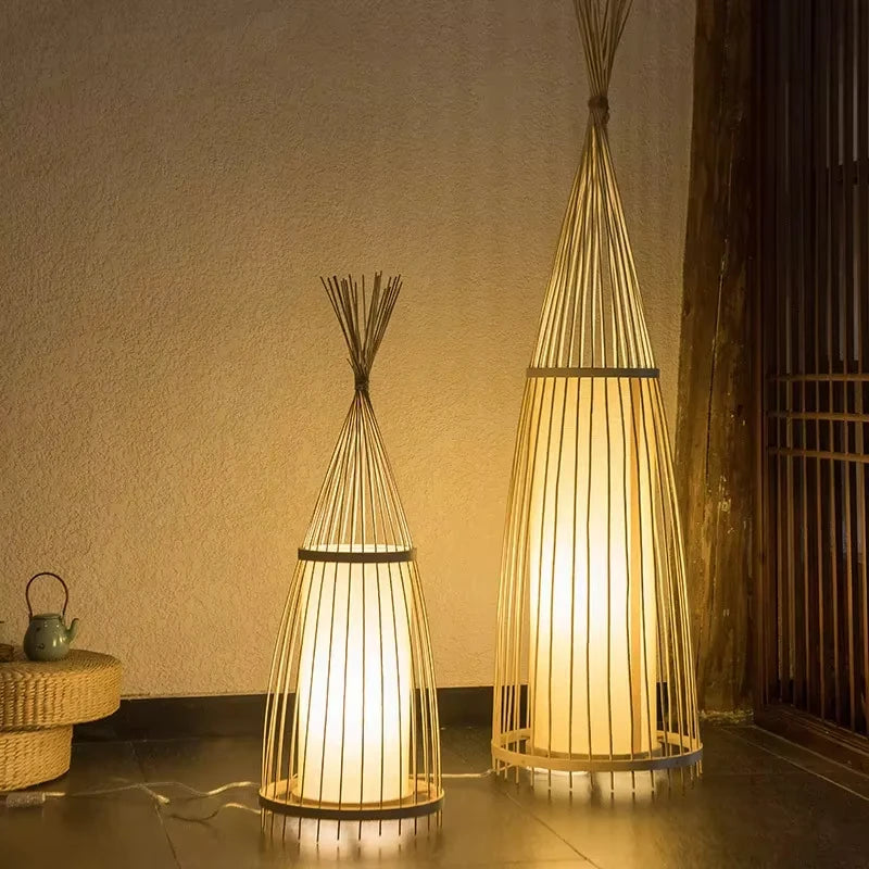 Lampe sur pied bambou japonais - éclairage tamisé ambiance zen