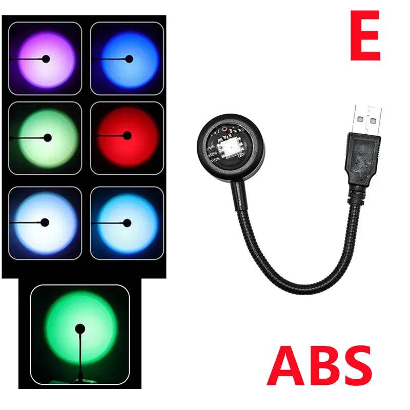 Flexible Led : Led USB coucher de soleil lampe projecteur décor à la maison veilleuse Portable lumière d'ambiance pour salon mur photographie néons - myledly