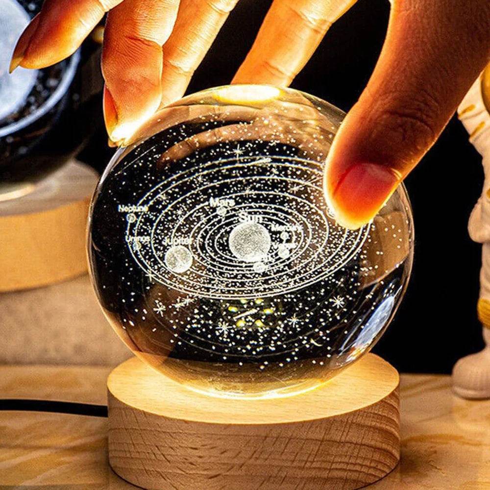 Crystal Ball - USB LED veilleuse galaxie boule de cristal lampe de Table 3D planète lune lampe chambre décor à la maison pour enfants fête enfants cadeaux d'anniversaire - myledly