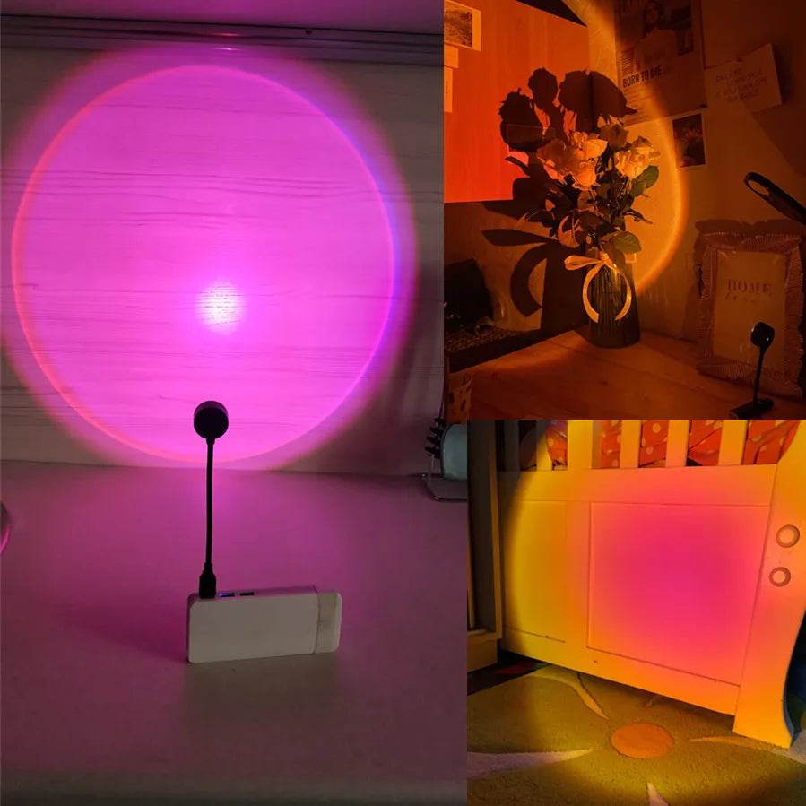 Flexible Led : Led USB coucher de soleil lampe projecteur décor à la maison veilleuse Portable lumière d'ambiance pour salon mur photographie néons - myledly