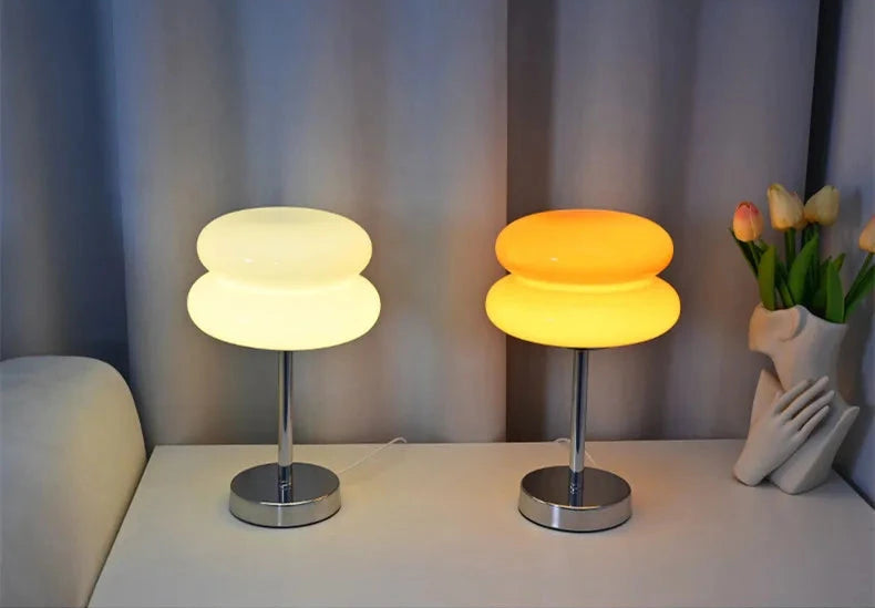 Lampe chevet macaron jaune pastel - éclairage modulable lecture nuit
