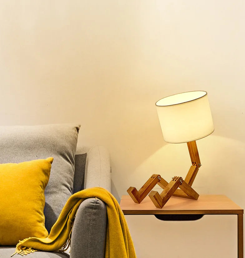Lampe de bureau décorative en bois et bambou - style nordique