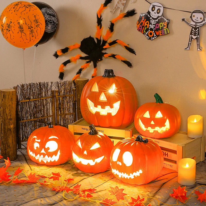 Citrouilles LED Halloween - décoration pelouse allée maison hantée
