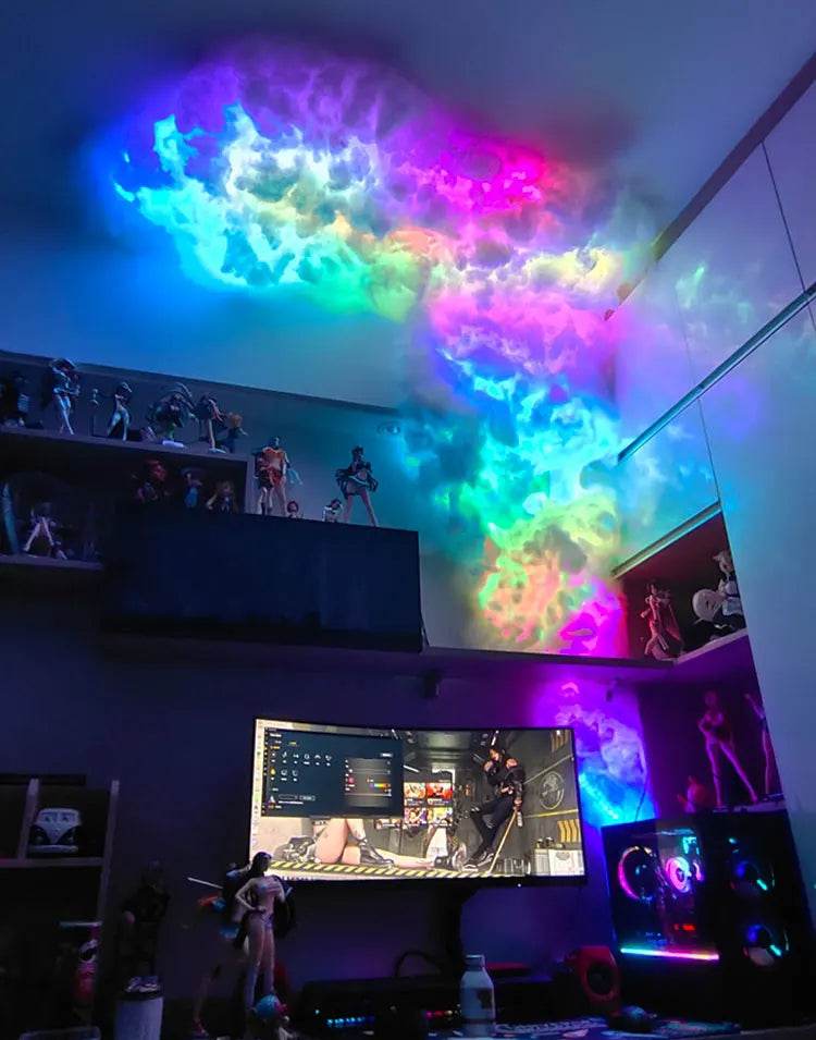 Kit Cloudy : Lampe Led en forme de nuage de tonnerre RGB, bande lumineuse créative en forme de nuage, pour salle de jeu, barre lumineuse murale, atmosphère, fête, Festival, décoration - myledly