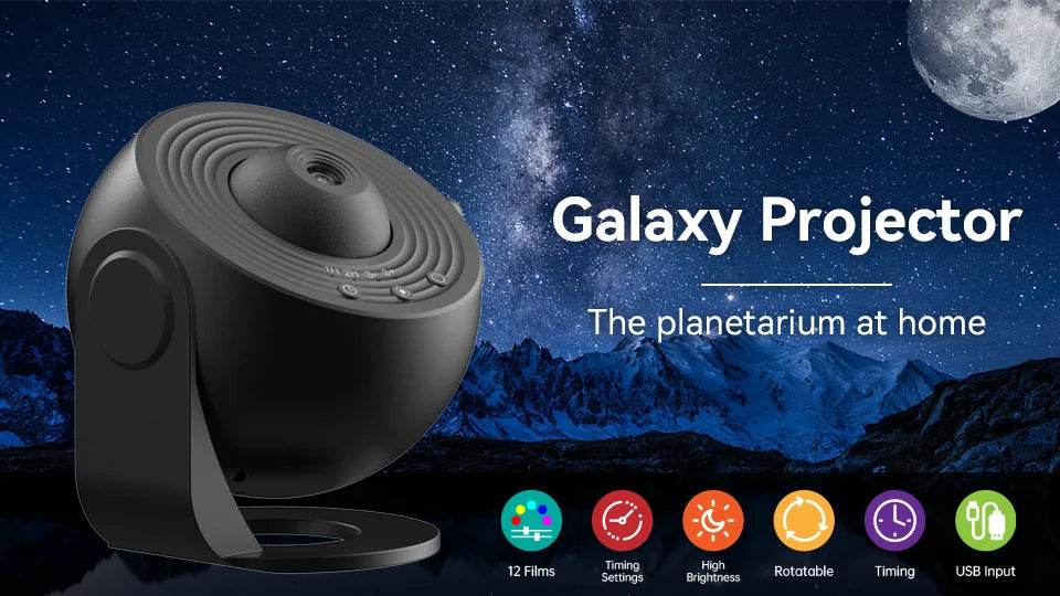 Cosmos projector : Veilleuse galaxie projecteur ciel étoilé projecteur 360 ° rotation planétarium lampe pour enfants chambre saint valentin cadeau mariage déco - myledly