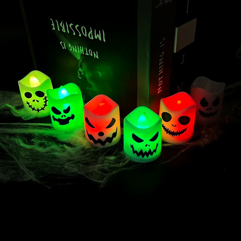 Décoration bougies LED Halloween - fantômes lumineux plastique