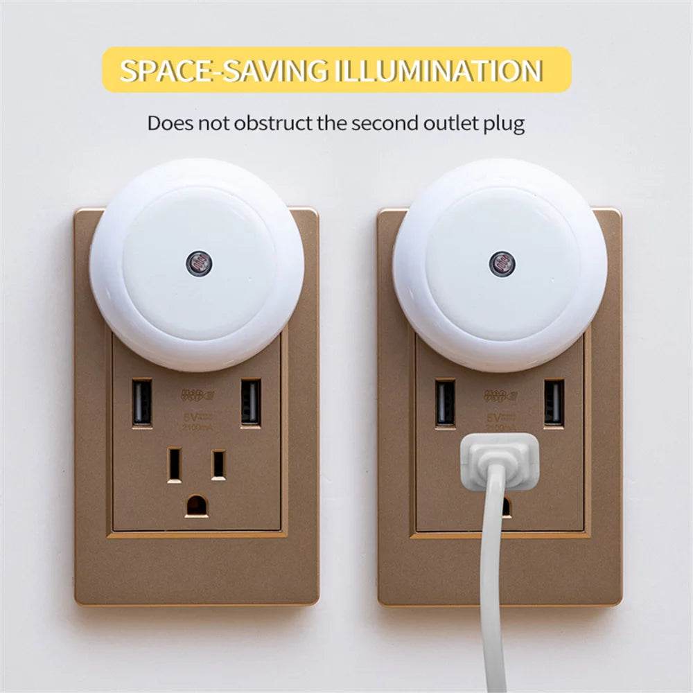 Sensor Led : LED veilleuse intelligente capteur de nuit prise ronde mur lampe de nuit salle de bain maison cuisine couloir escalier chambre veilleuse - myledly