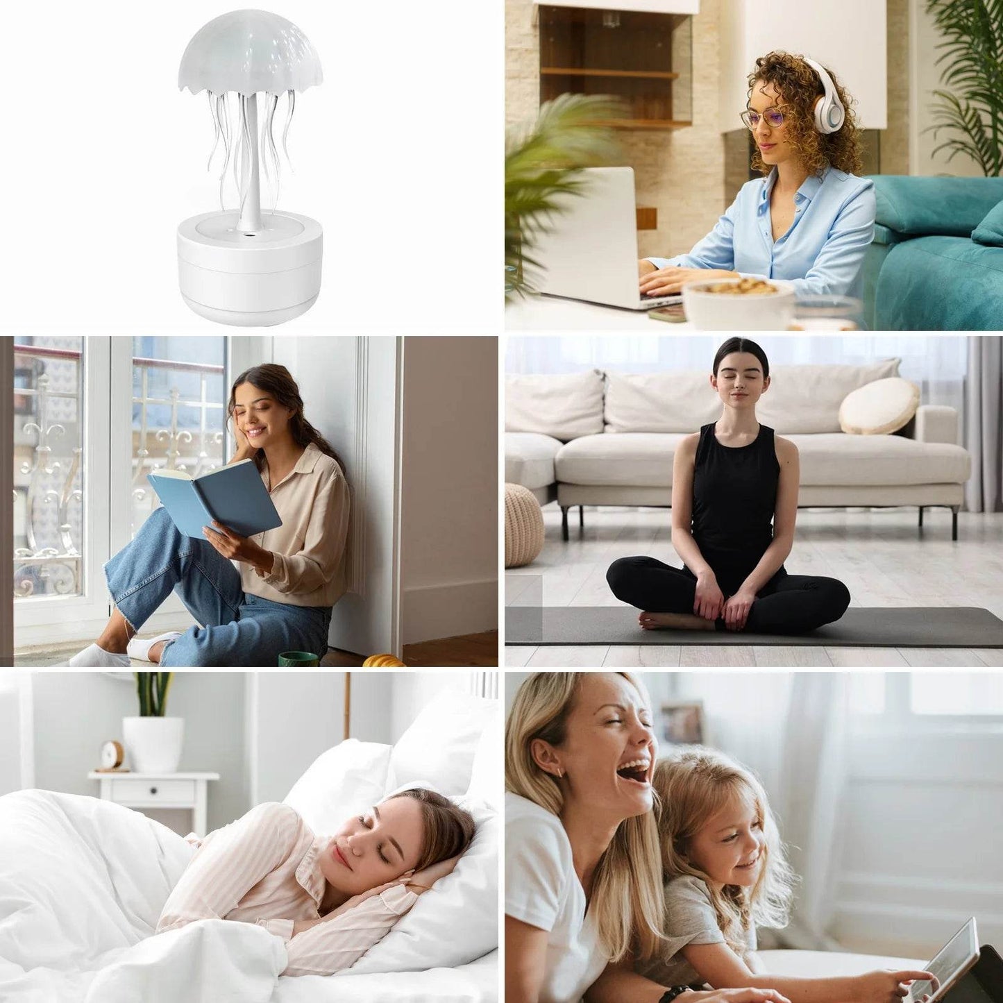 Aurora Medusa Lampe : Lampe de chevet LED type USB C avec commande vocale et option humidificateur Bluetooth - myledly