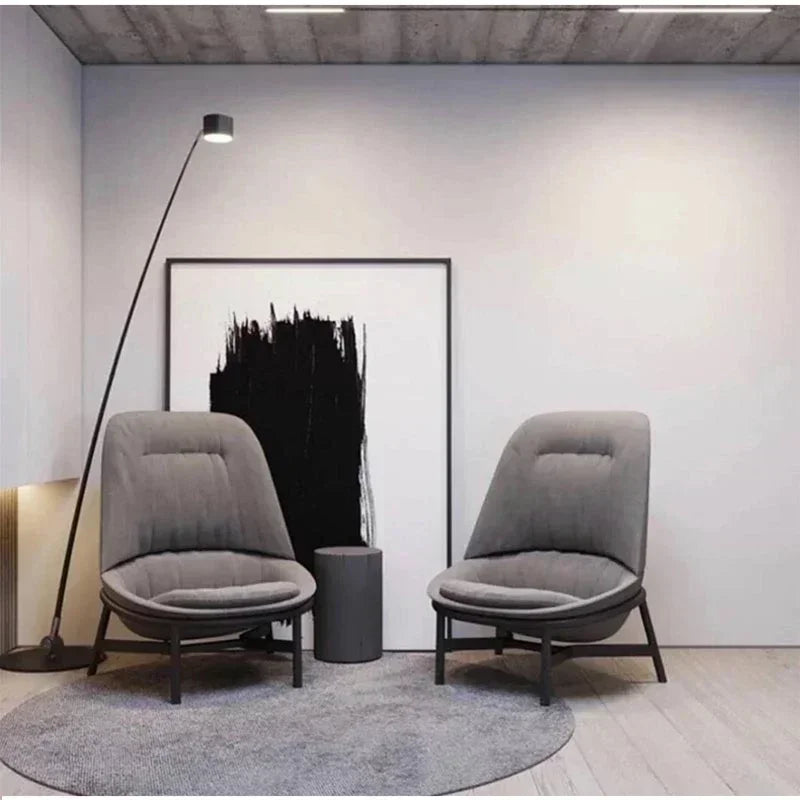 Lampadaire design arc long métal - vue latérale bras articulé orientable