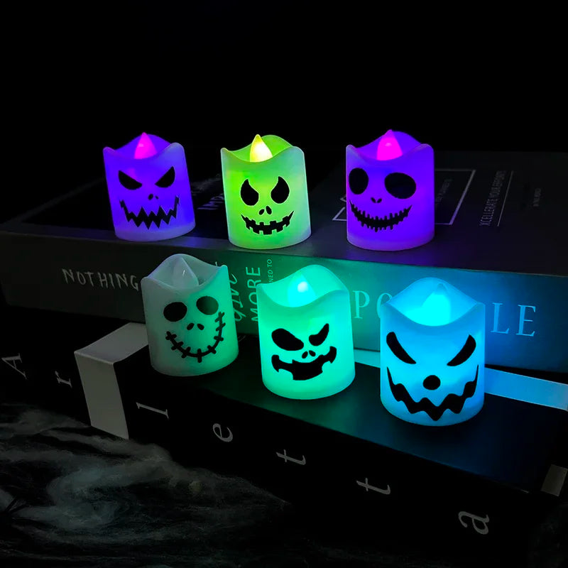 Décoration bougies LED Halloween - fantômes lumineux plastique