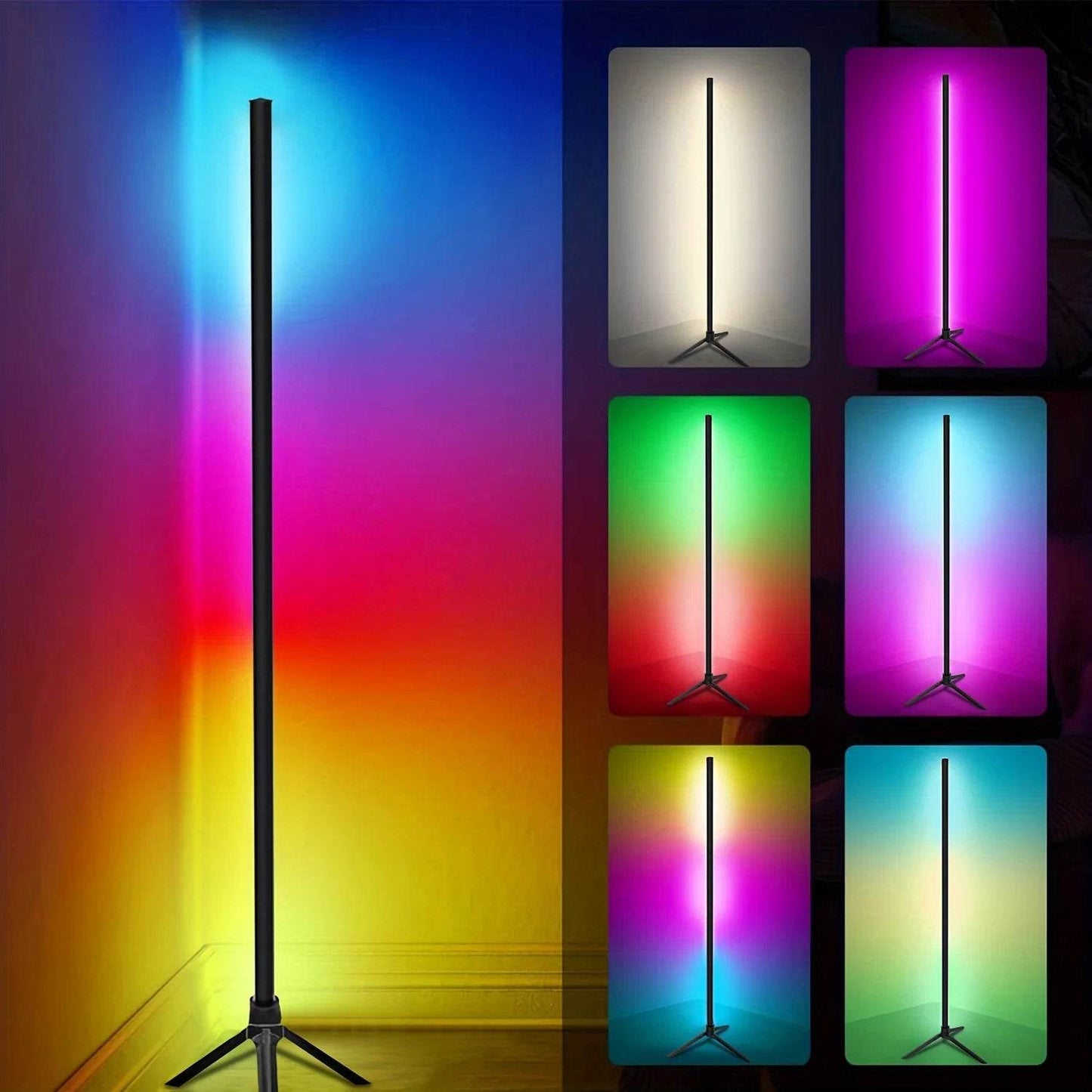Stick Led : Lampe LED sur pied à intensité réglable de 120cm, luminaire d'angle intelligent RGB, luminaire décoratif d'intérieur, idéal pour une chambre à coucher, un salon de jeu ou un salon, éclairage d'ambiance - myledly