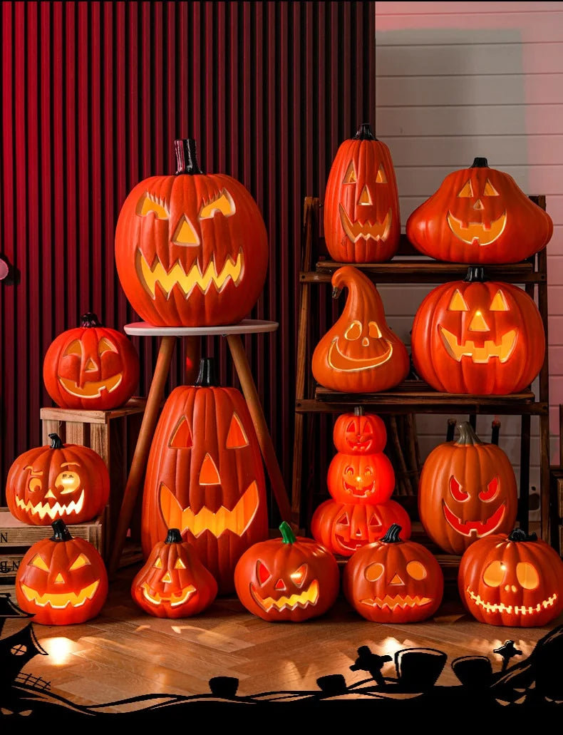 Décorations Halloween yard - citrouilles crânes fantômes lumineux plastique