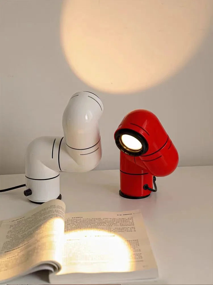 Lampe sur pied Space Age rouge blanc - éclairage bidirectionnel art déco