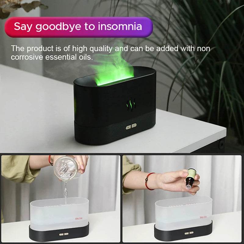 Humidificateur Portable à brume fraîche Led Usb, changement de couleur, humidificateur à flamme et arôme, diffuseur d'huile essentielle et d'arôme - myledly