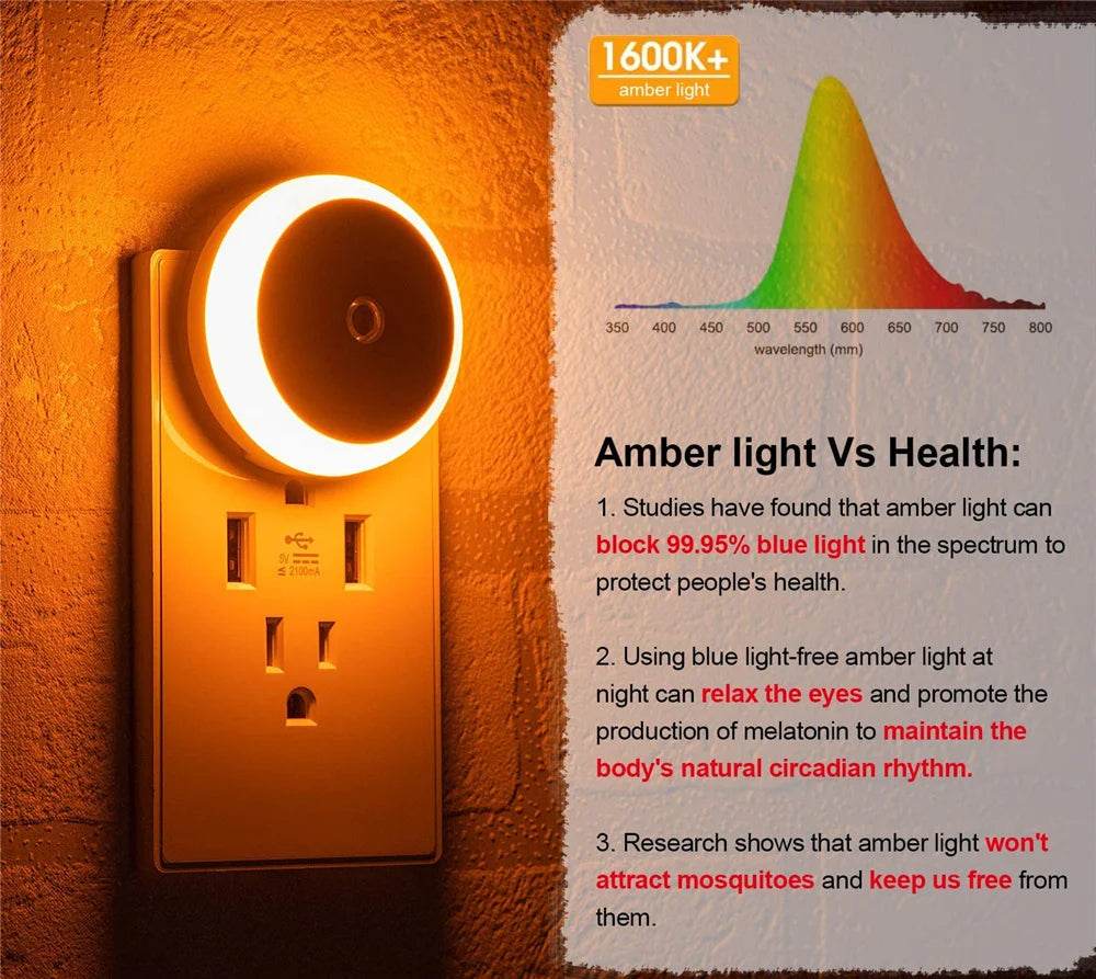 Sensor Led : LED veilleuse intelligente capteur de nuit prise ronde mur lampe de nuit salle de bain maison cuisine couloir escalier chambre veilleuse - myledly