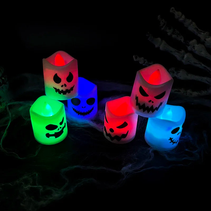 Décoration bougies LED Halloween - fantômes lumineux plastique