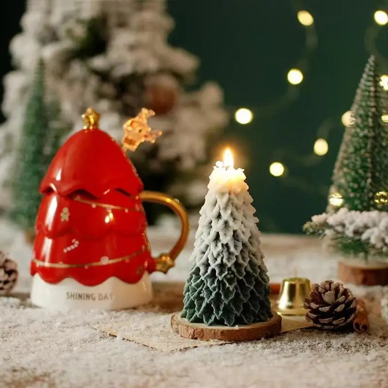 Bougie Sapin Noël cire soja - bougie parfumée cèdre festive