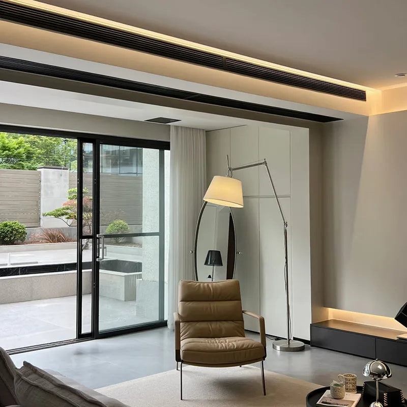Lampadaire Arc Coréen - vue latérale base stable design épuré