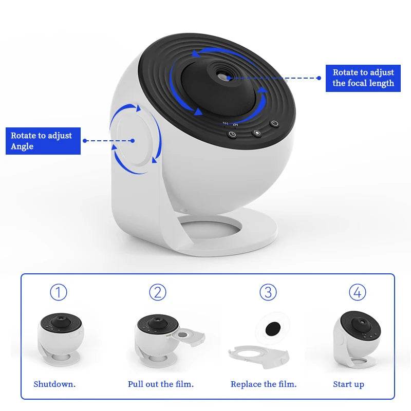 Cosmos projector : Veilleuse galaxie projecteur ciel étoilé projecteur 360 ° rotation planétarium lampe pour enfants chambre saint valentin cadeau mariage déco - myledly