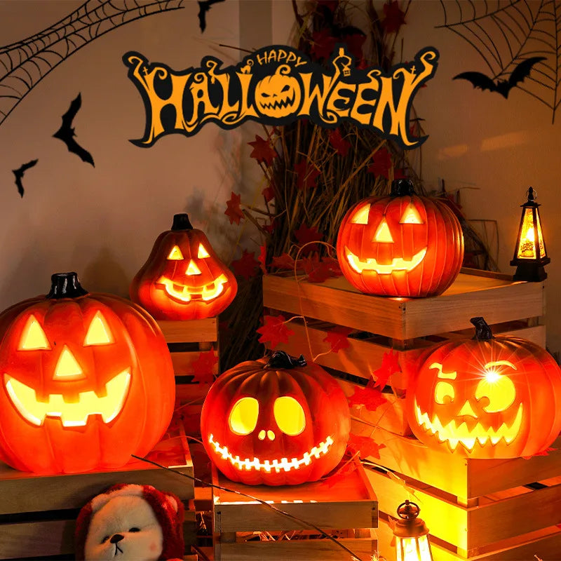 Décorations Halloween yard - citrouilles crânes fantômes lumineux plastique