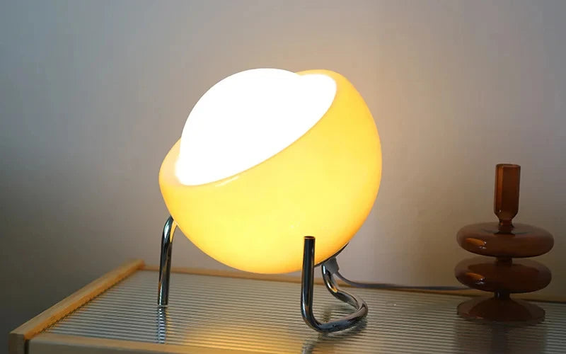 GLASEI Lampe table verre Bauhaus médiéval - Veilleuse LED nordique rétro