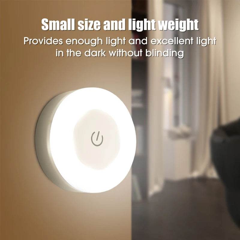 Sensitive Led : Mini LED capteur tactile veilleuses USB Rechargeable cuisine chambre Base magnétique applique murale ronde Portable gradation lampe de nuit - myledly