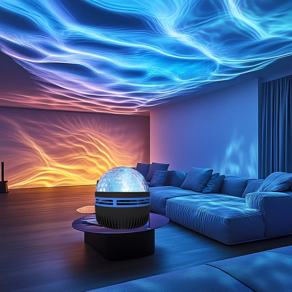 Ripple Night : Projecteur de vagues lumineuses LED, veilleuse USB, télécommande, lumière galaxie RVB, 7 modes, pour salle de fête, chambre, bar, décoration