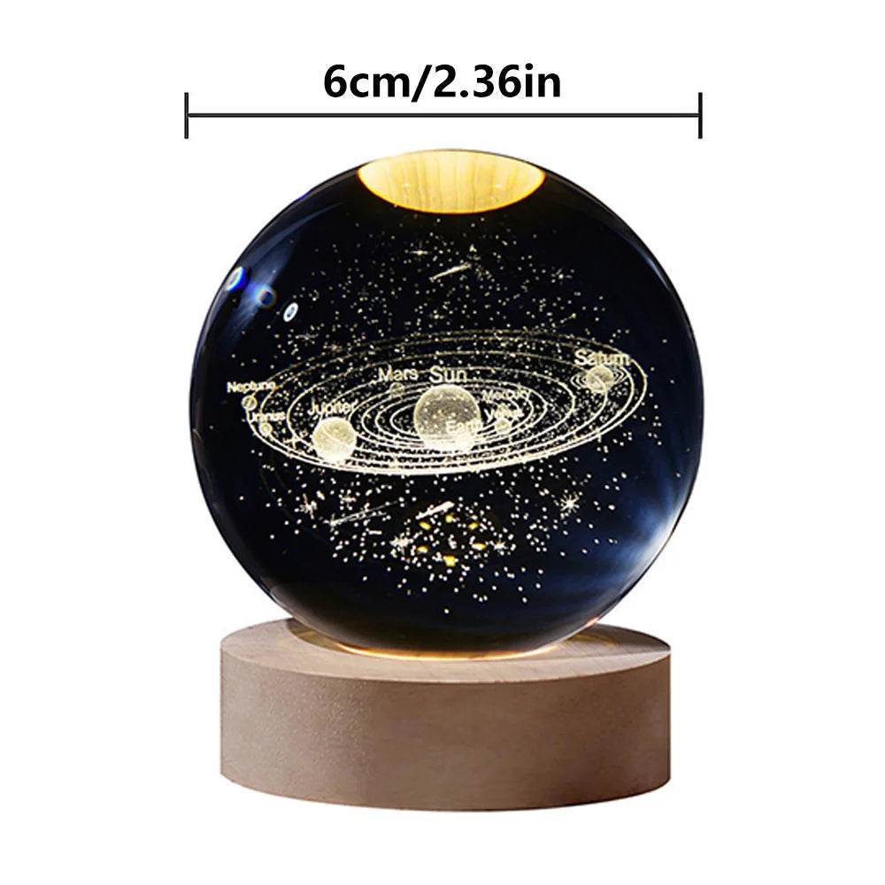 Crystal Ball - USB LED veilleuse galaxie boule de cristal lampe de Table 3D planète lune lampe chambre décor à la maison pour enfants fête enfants cadeaux d'anniversaire - myledly
