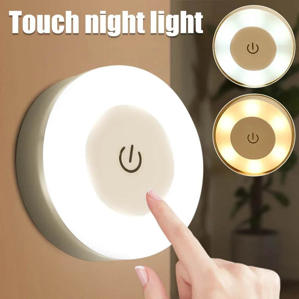 Sensitive Led : Mini LED capteur tactile veilleuses USB Rechargeable cuisine chambre Base magnétique applique murale ronde Portable gradation lampe de nuit - myledly