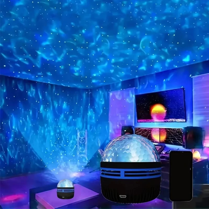 Ripple Night : Projecteur de vagues lumineuses LED, veilleuse USB, télécommande, lumière galaxie RVB, 7 modes, pour salle de fête, chambre, bar, décoration