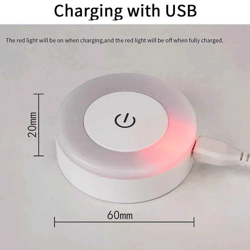 Sensitive Led : Mini LED capteur tactile veilleuses USB Rechargeable cuisine chambre Base magnétique applique murale ronde Portable gradation lampe de nuit - myledly