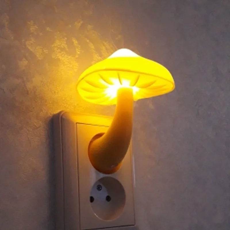 Champiled : Chambre Led veilleuse champignon prise murale lampe ue prise américaine blanc chaud capteur de contrôle de la lumière chambre lumière décoration de la maison - myledly