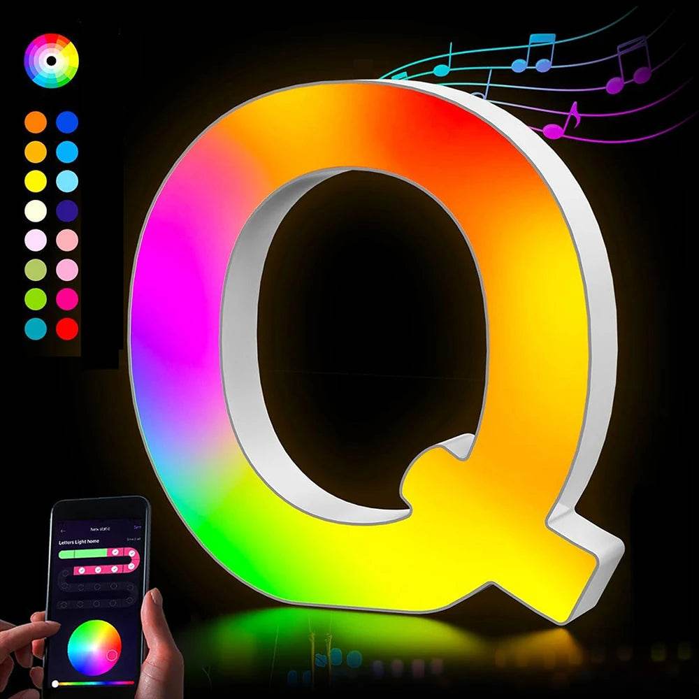 Fivemi Led : Veilleuses Led colorées avec 26 lettres de l'alphabet, application intelligente, bricolage, synchronisation de la musique, signe lumineux, salle de jeu, chambre à coucher, décor de Bar, cadeau - myledly